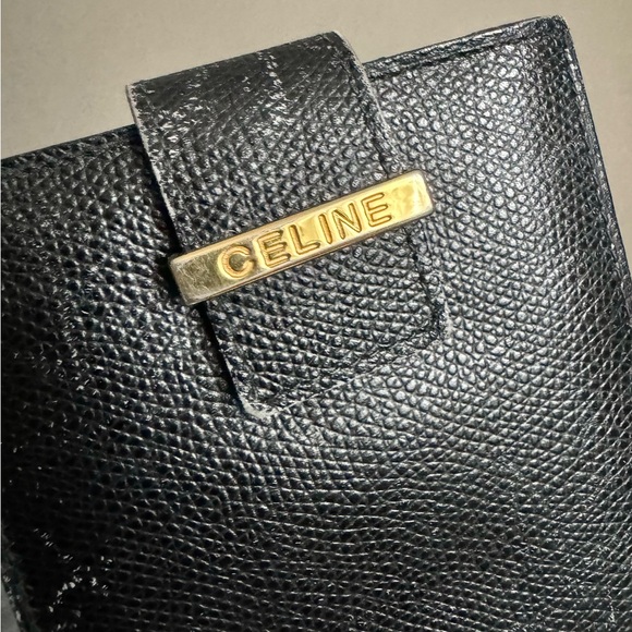 Celine Black Bifold With Gold Clasp Red Interior Wallet - Picture 3 of 11
